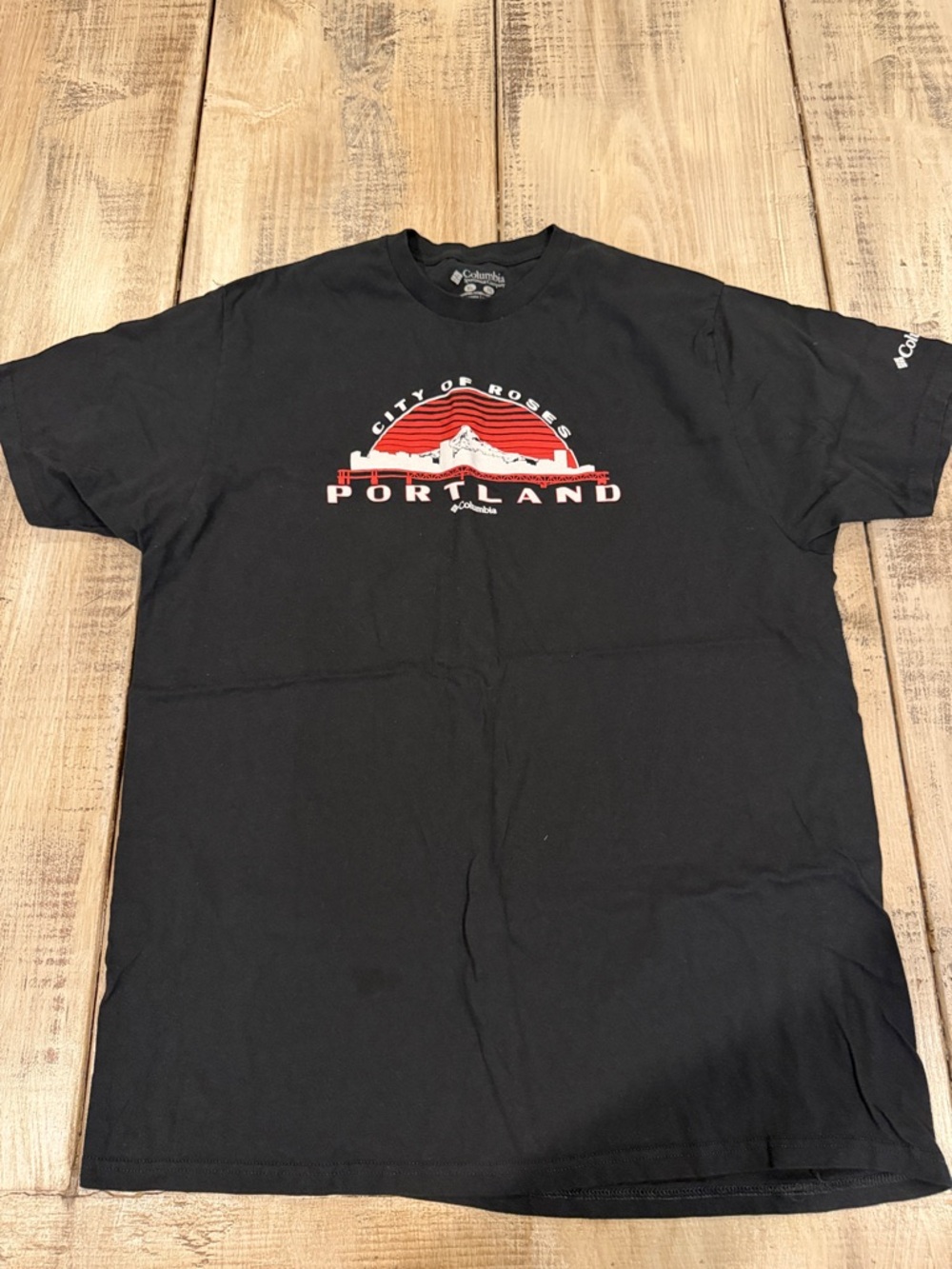 Columbia Black Short-Sleeve Portland Graphic Tee with Red Print